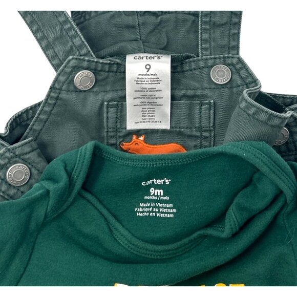 Baby Boys Green Overalls Bodysuit Set‎ & Jeans and Bodysuit - Size 9 Month - Picture 7 of 7